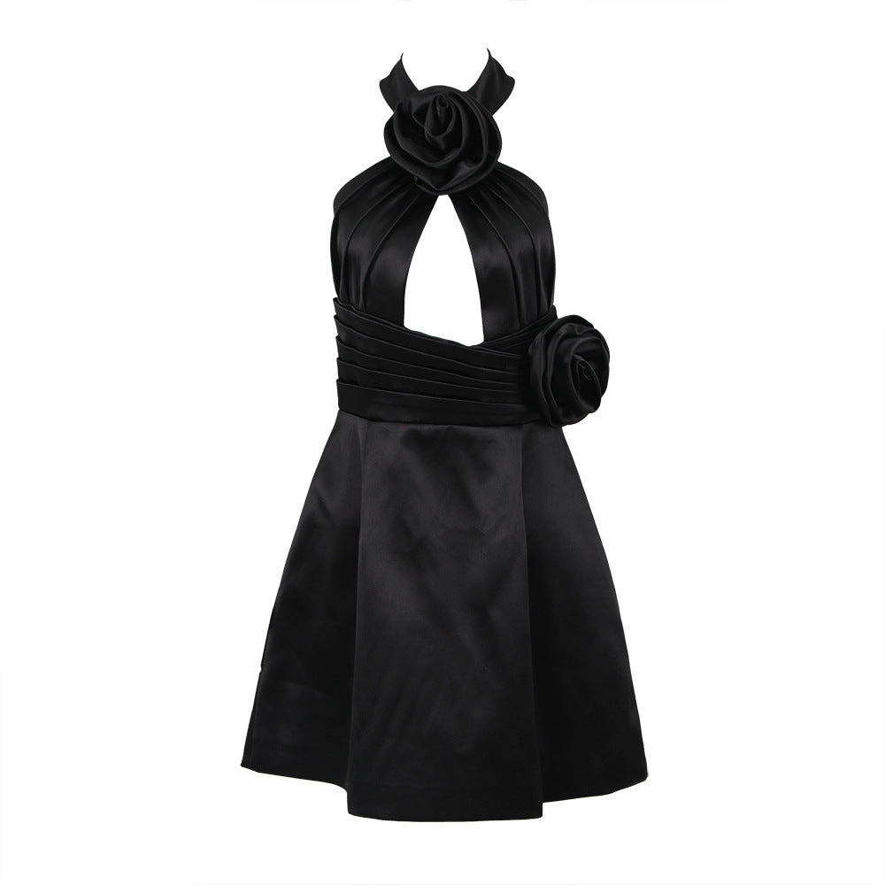 Elegant Black Halter Mini Dress